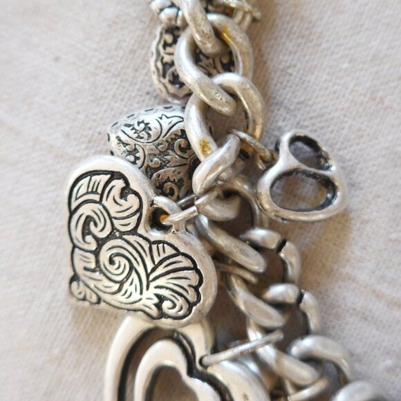 Puffy Heart Charms Silver Tone Necklace - Picture 5 of 11